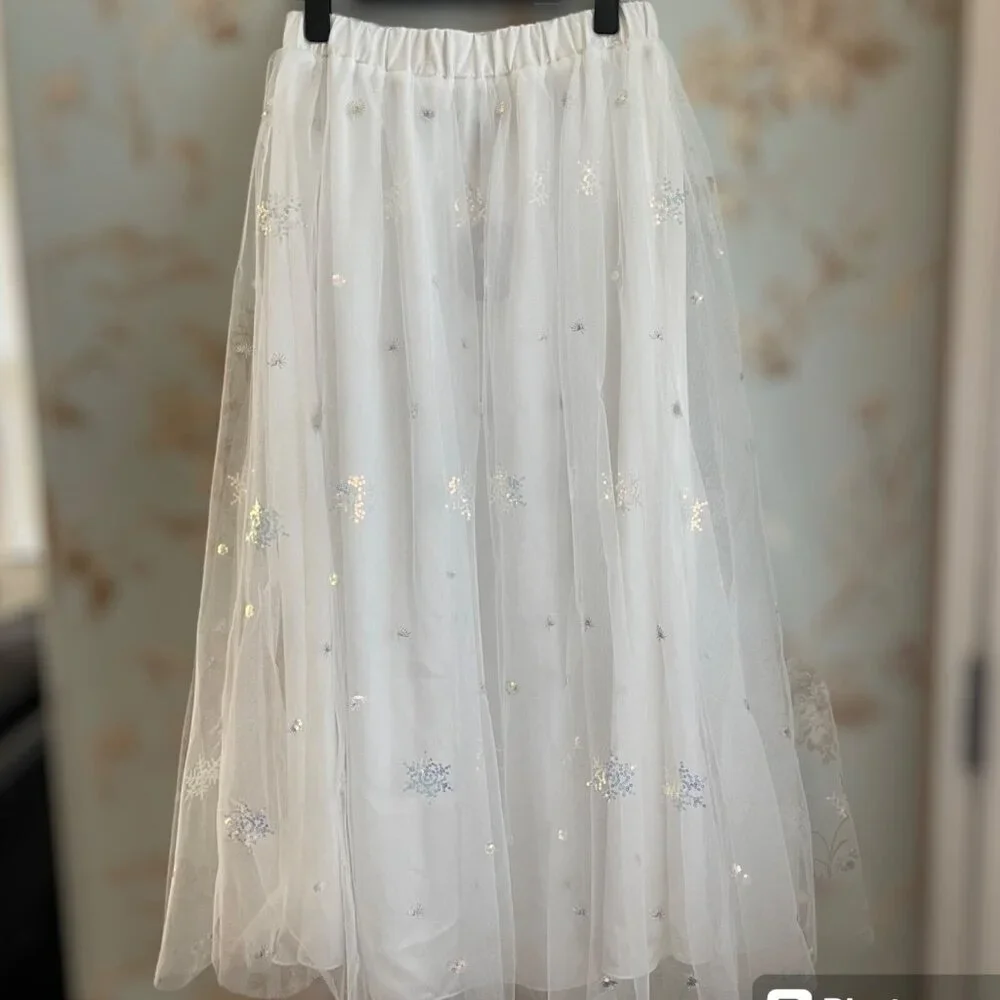 Elestory Womens Long Skirt Size S Sequin Princesscore Fairycore Romantic Angelic - Picture 3 of 6